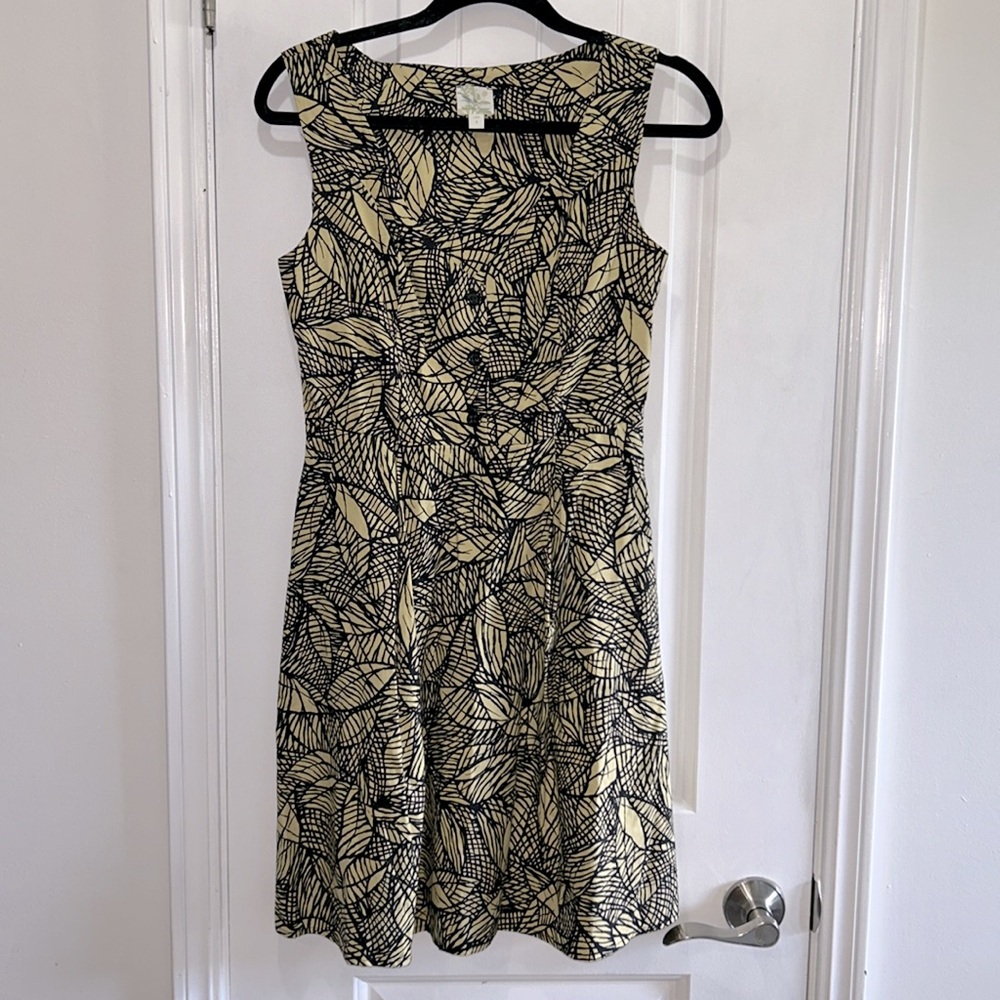 Anthropologie Weston Wear Emerging Leaves Leaf Print Sleeveless Dress Size 4